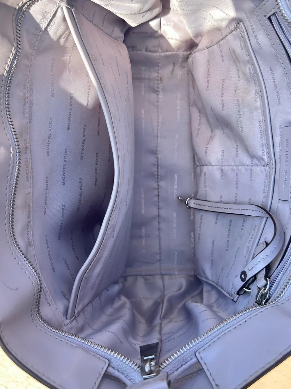 Michael Kors Light Gray Pebbled Leather Tote